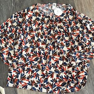 Sew In Love Multicolor Leaf Print Blouse